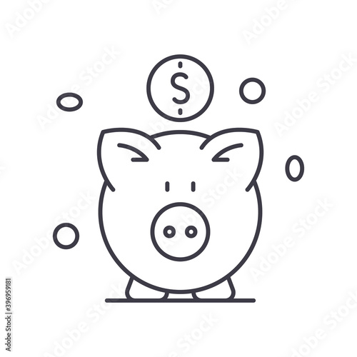 Money savings image icon, linear isolated illustration, thin line vector, web design sign, outline concept symbol with editable stroke on white background.
