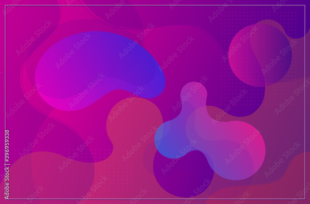Abstract fluid shapes. Neon purple wave background. Trendy geometric design.