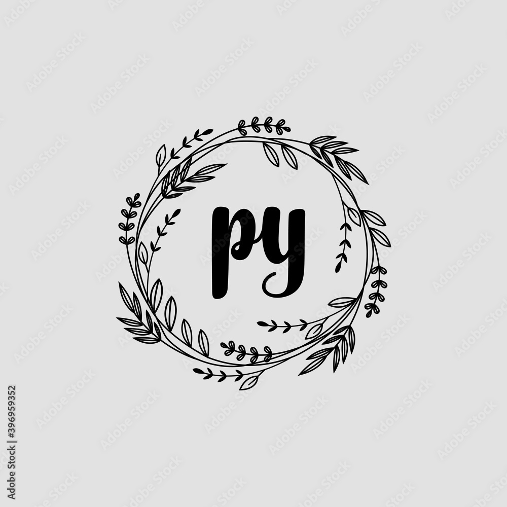 PY Initial handwriting logo template vector PY Initial handwriting logo template vector