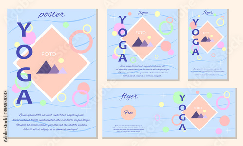 Set flyers Yoga trendy editable geometric shape design