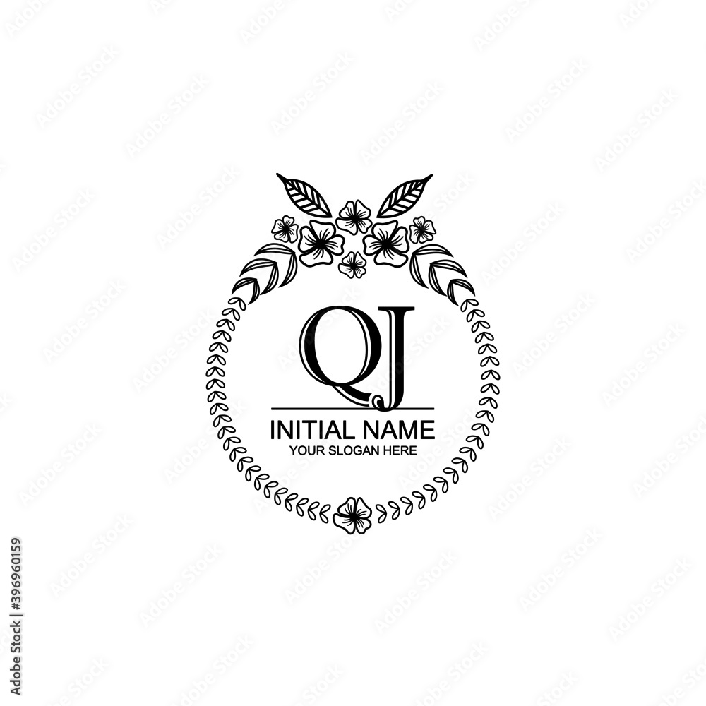 QJ Initial handwriting logo template vector QJ Initial handwriting logo template vector