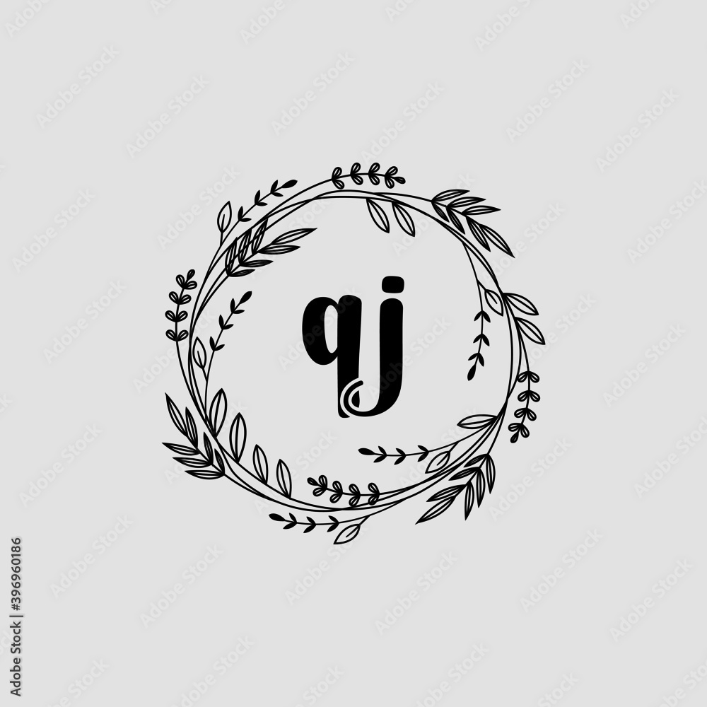QJ Initial handwriting logo template vector QJ Initial handwriting logo template vector