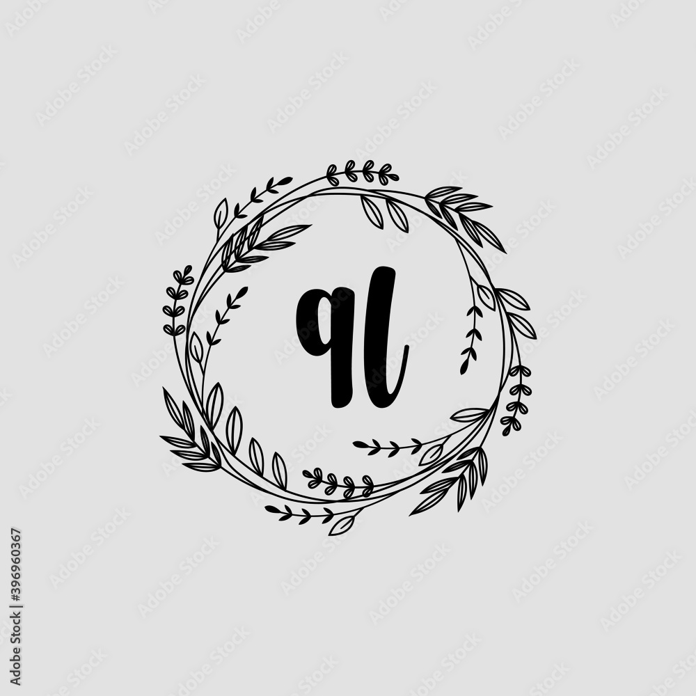 QL Initial handwriting logo template vector QL Initial handwriting logo template vector