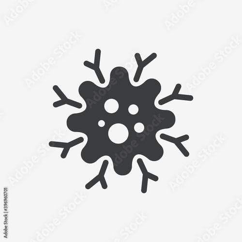 Bacteria Coronavirus Cell Flat Black Vector Icon