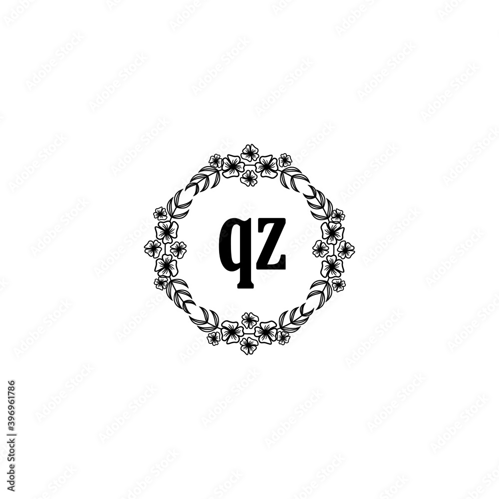 QZ Initial handwriting logo template vector QZ Initial handwriting logo template vector
