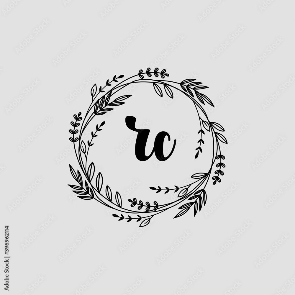 RC Initial handwriting logo template vector RC Initial handwriting logo template vector