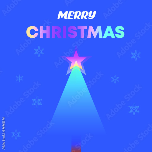 Merry Christmas blue minimal design Vector illustration.
