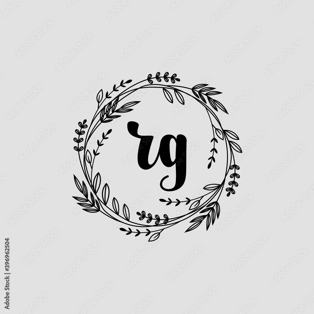 RH Initial handwriting logo template vector RH Initial handwriting logo template vector