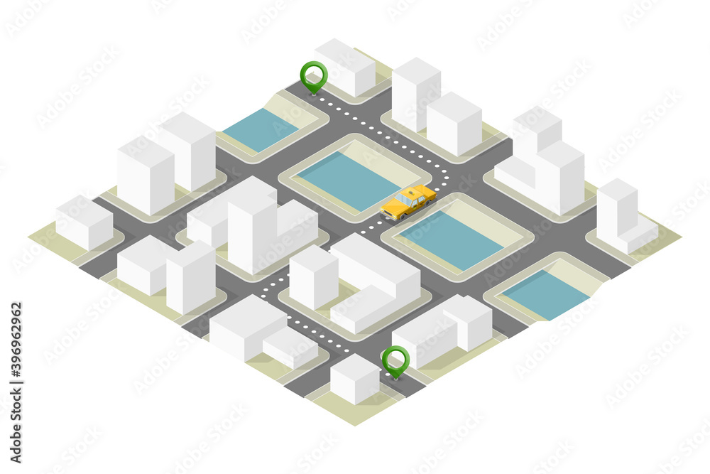 Yellow cab isometric city. Online navigation application order taxi service. Isometry car flat isometric route town. 3D taxi classic vehicle itinerary road city. Get a taxi online phone application Yellow cab isometric city. Online navigation application order taxi service. Isometry car flat isometric route town. 3D taxi classic vehicle itinerary road city. Get a taxi online phone application