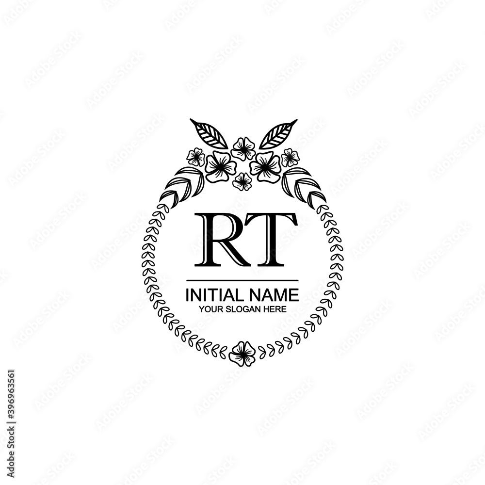 RT Initial handwriting logo template vector RT Initial handwriting logo template vector