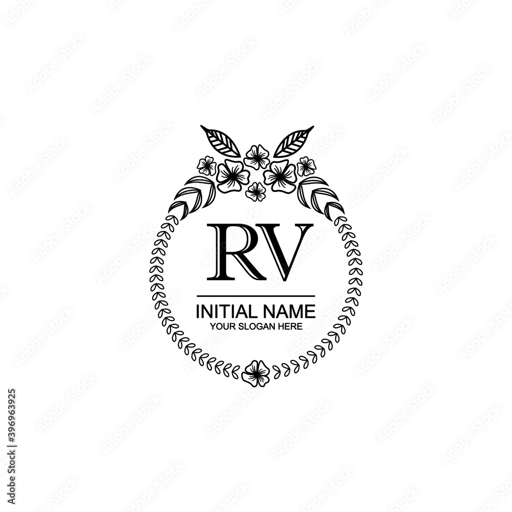 RV Initial handwriting logo template vector RV Initial handwriting logo template vector