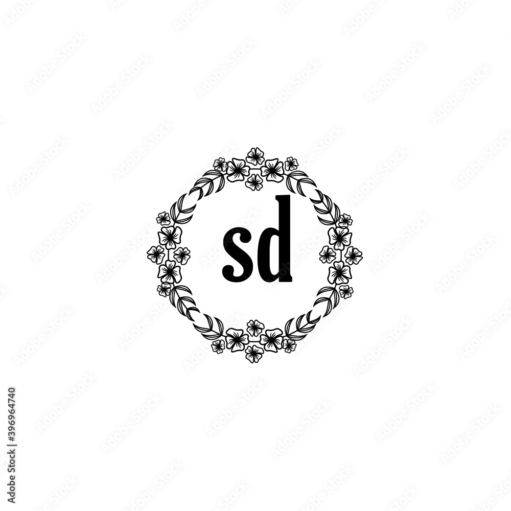 SD Initial handwriting logo template vector SD Initial handwriting logo template vector