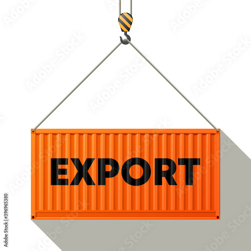 Flat side view export shipping cargo 20 foot container delivery. Large metal 20 ft containers for transportation. Delivery of cargo shipping. illustration