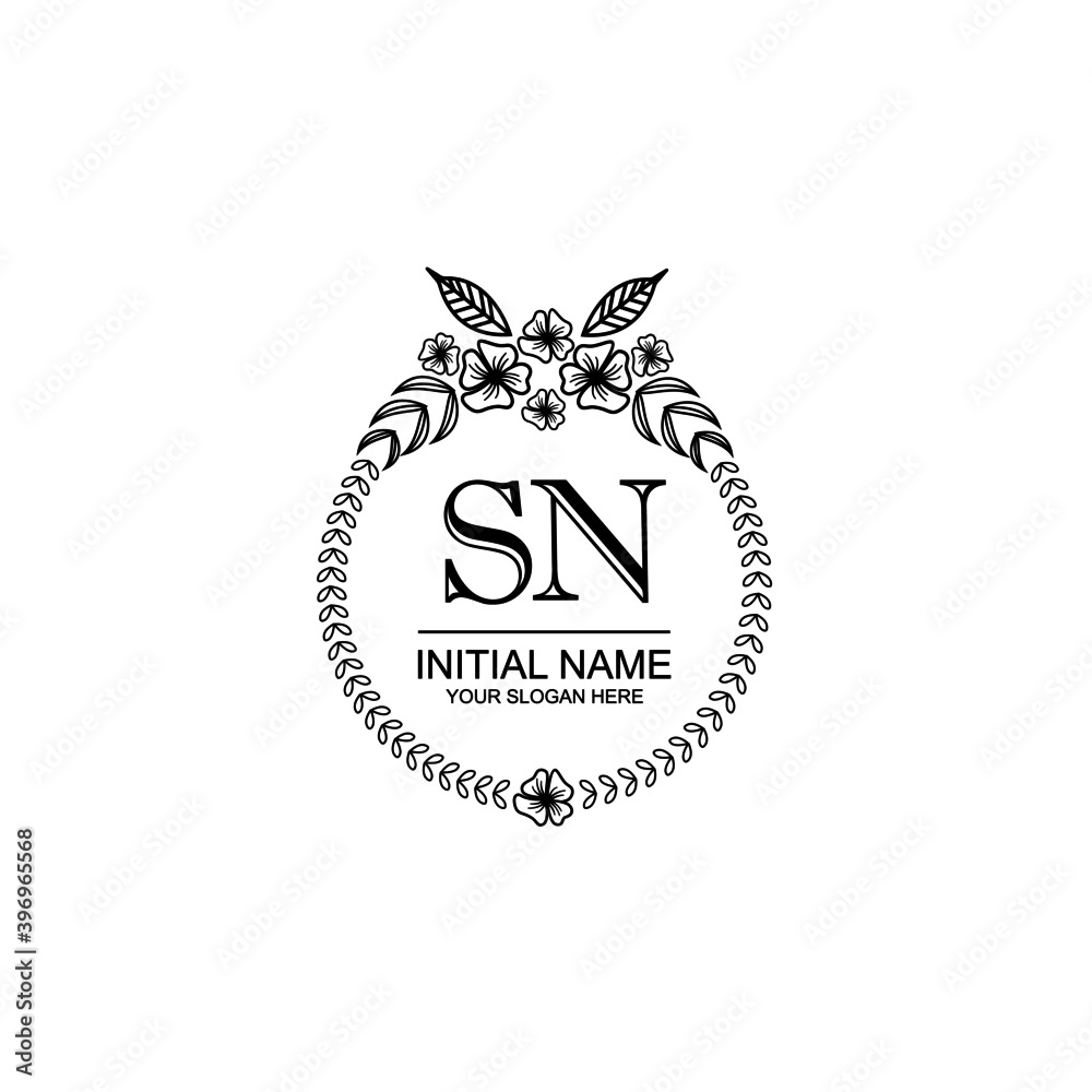 SN Initial handwriting logo template vector SN Initial handwriting logo template vector