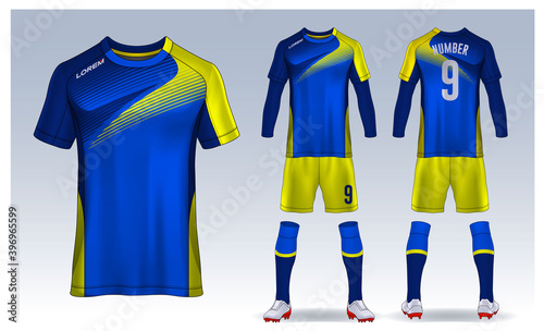 t-shirt sport design template, Soccer jersey mockup for football club. uniform front and back view.
