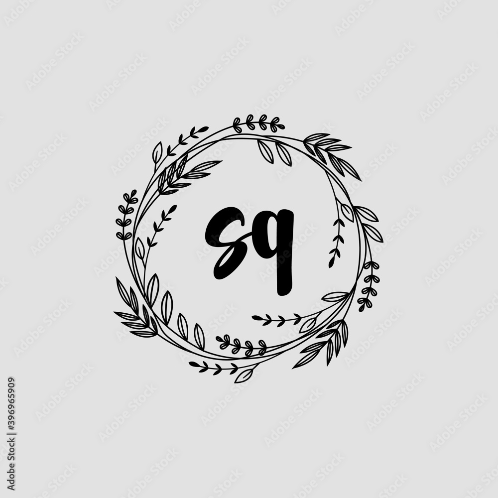 SQ Initial handwriting logo template vector SQ Initial handwriting logo template vector