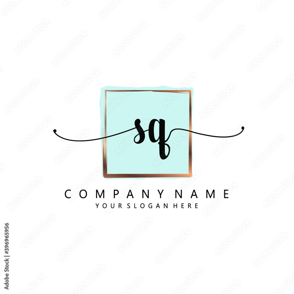 SQ Initial handwriting logo template vector SQ Initial handwriting logo template vector