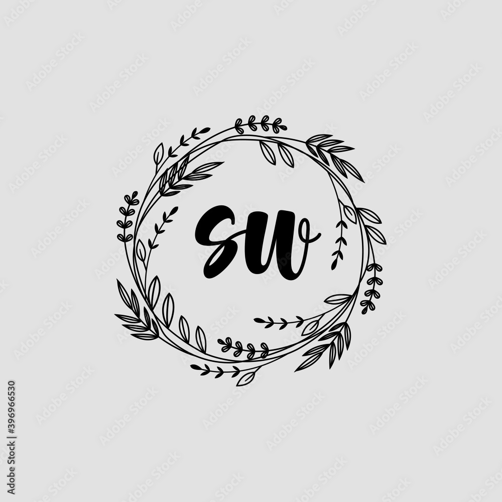 SW Initial handwriting logo template vector SW Initial handwriting logo template vector