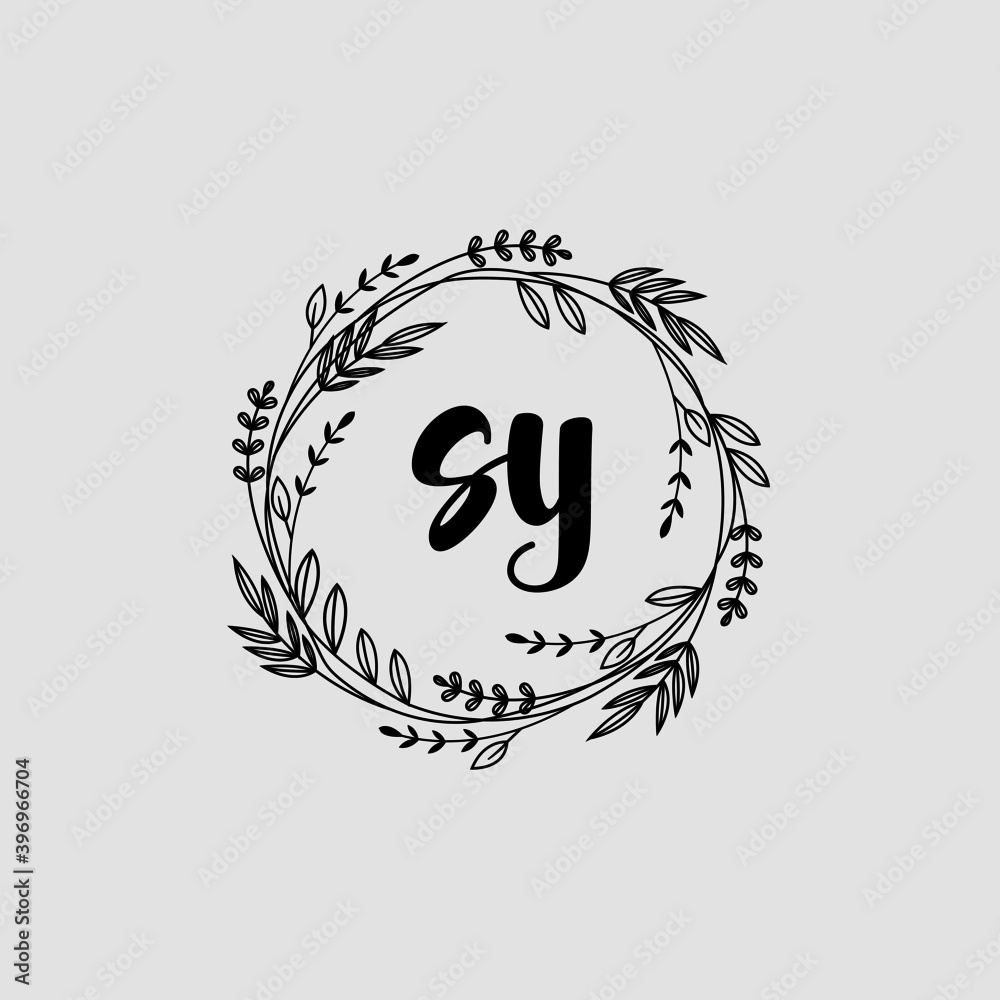 SY Initial handwriting logo template vector SY Initial handwriting logo template vector
