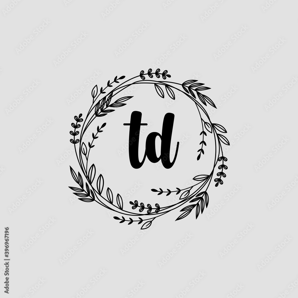 TD Initial handwriting logo template vector TD Initial handwriting logo template vector