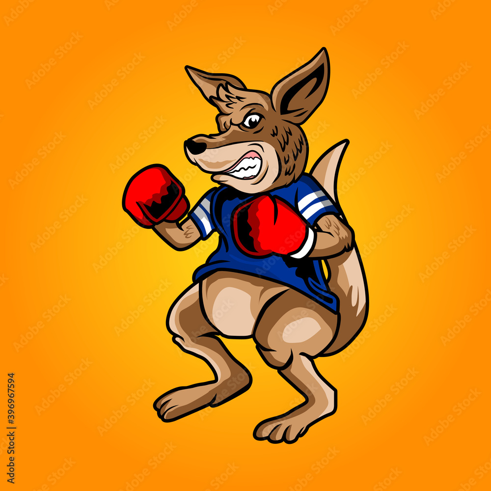 Kangaroo boxing illustration. Kangaroo mascot vector. Kangaroo boxing icon Kangaroo boxing illustration. Kangaroo mascot vector. Kangaroo boxing icon