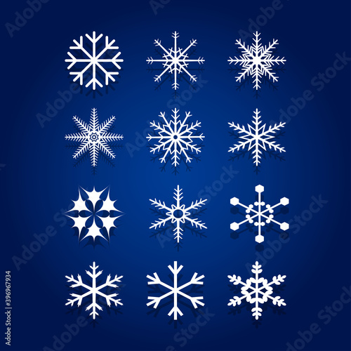 Winter snowflakes set vector illustration