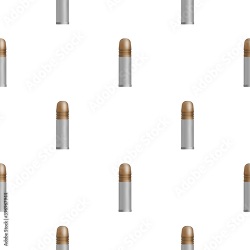A seamless pattern with a cartridge. Endless background with a bullet. Vector.