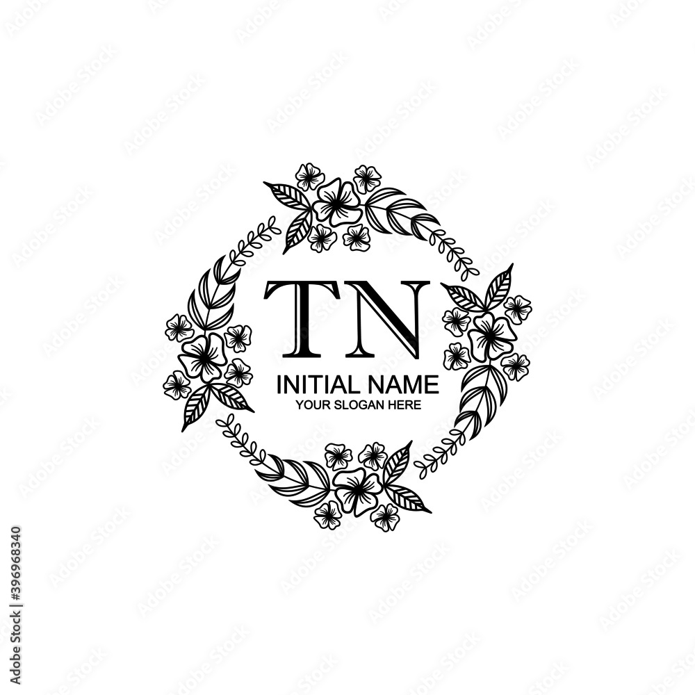TN Initial handwriting logo template vector 