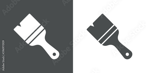 Logotipo silueta de pincel de pintura en fondo gris y fondo blanco