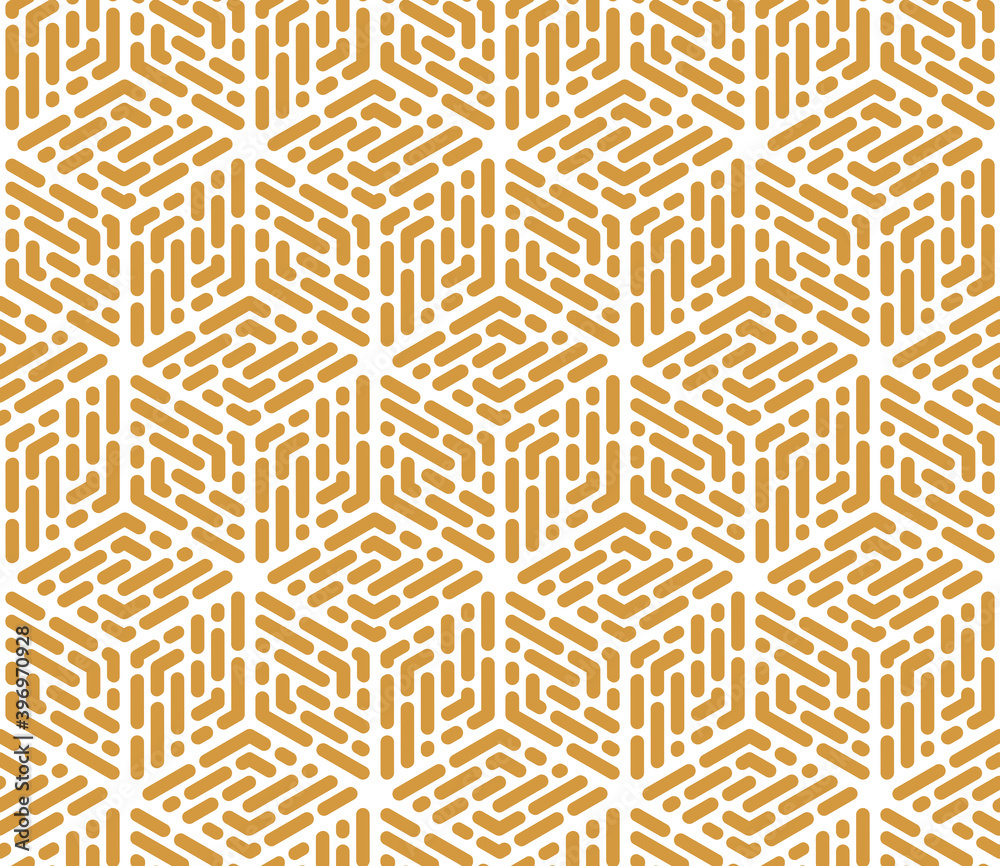 Abstract geometric pattern. A seamless vector background. White and gold ornament. Graphic modern pattern. Simple lattice graphic design