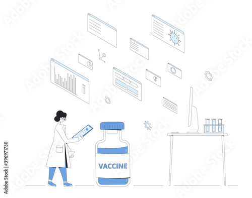Vaccine candidate reseach done concept. Coronavirus treatment complete development. Corona virus injection test. Laboratory finding prevention. Expert conclude phase 3 study