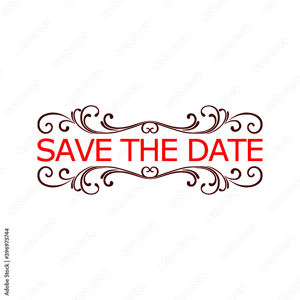 Red Save The Date Label isolated on white background