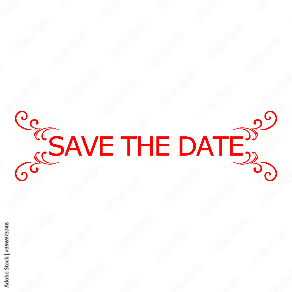 Red Save The Date Label isolated on white background Red Save The Date Label isolated on white background