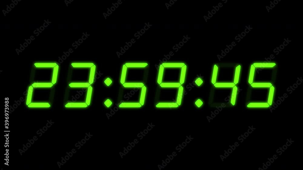 24 Hours Clock Countdown to Midnight Animation for New Years on Black Background 24 Hours Clock Countdown to Midnight Animation for New Years on Black Background