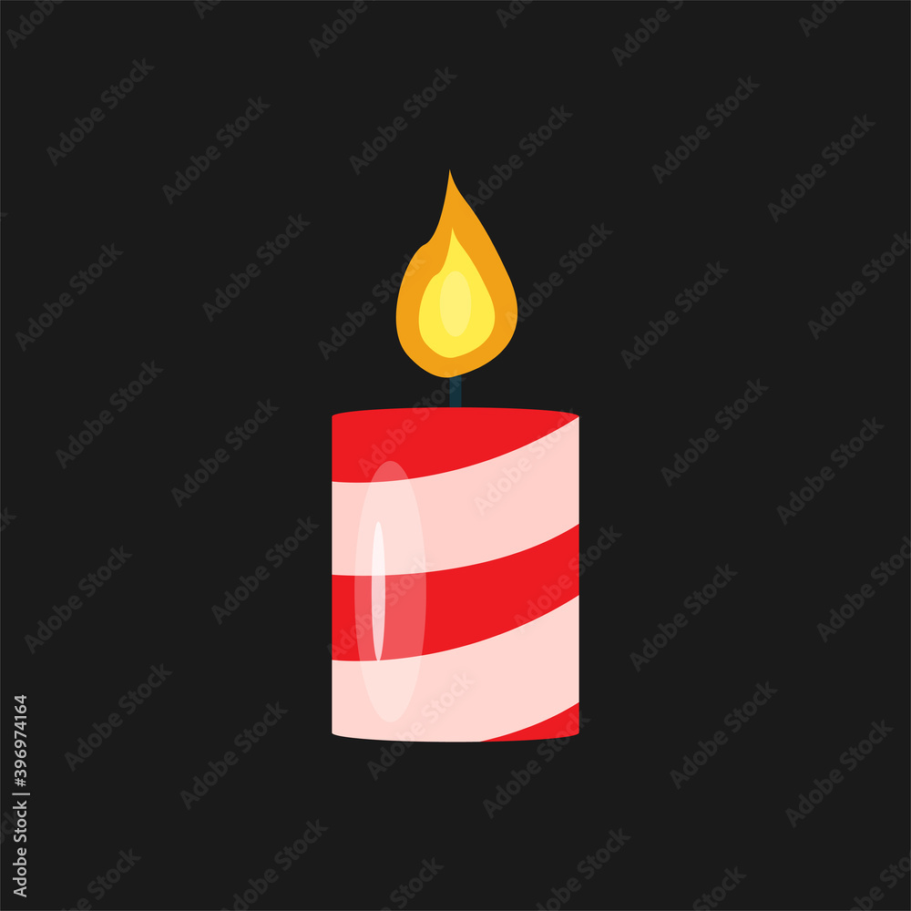 Obraz premium Christmas Candle Icon Vector Flat Background