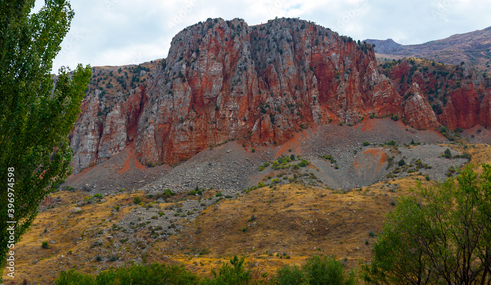 Photo of beautiful fiery red mountains and rocks