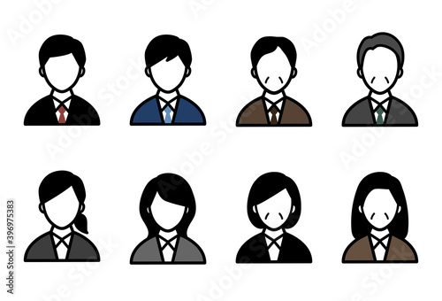 男女（若年・中年）のアイコンのセット／男性／女性／若い／中高年／20代／30代／40代／50代／