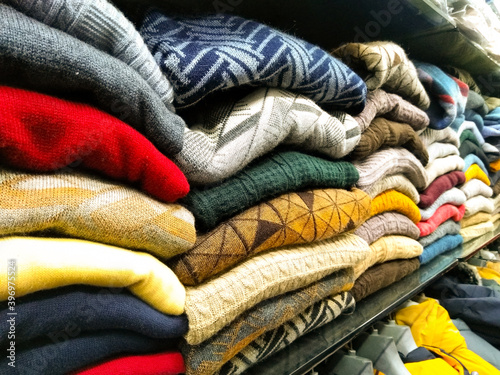 A picture of clothes in shop with selective focus