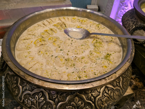 A picture of rasmalai with selective focus