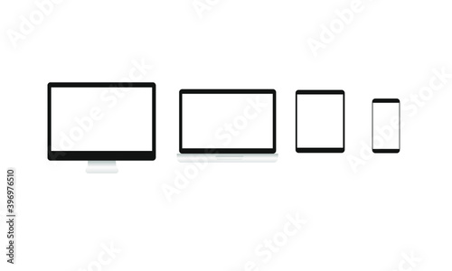 Desktop computer, laptop, tablet, and smart phone mock up