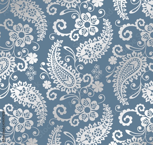 traditional paisley floral pattern , textile , Rajasthan, India	