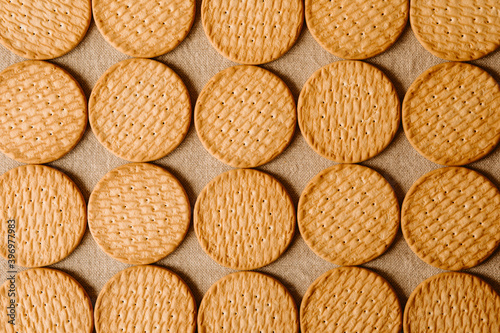 Biscuit pattern and background for design. Top view.	