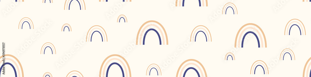 Seamless pattern with rainbows. Horizontal border. Vector illustration. Seamless pattern with rainbows. Horizontal border. Vector illustration.