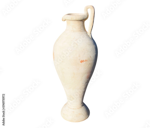 Handmade clay amphora. Isolated with clipping path.