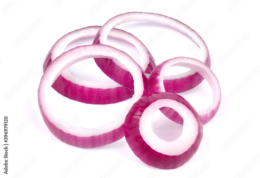 Sliced red onion isolated on white background Sliced red onion isolated on white background