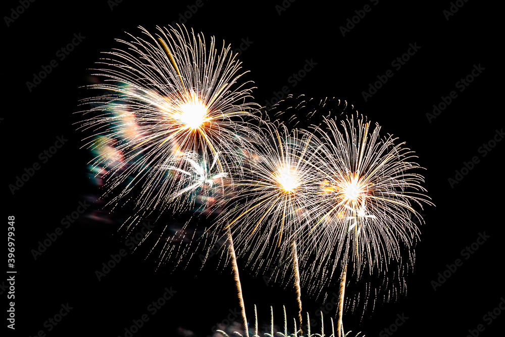 Abstract colorful firework display for celebration anniversary