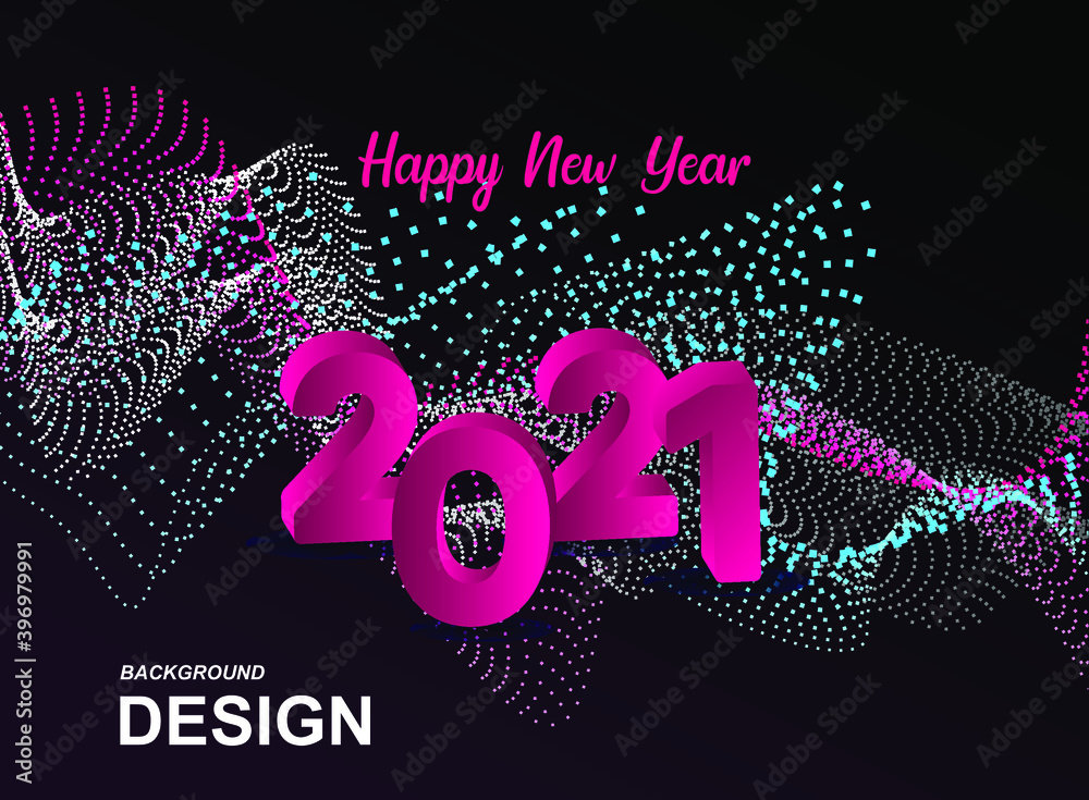 Colorful holiday festival celebration fireworks in Happy New Year 2021 with blank copy space for banner.
