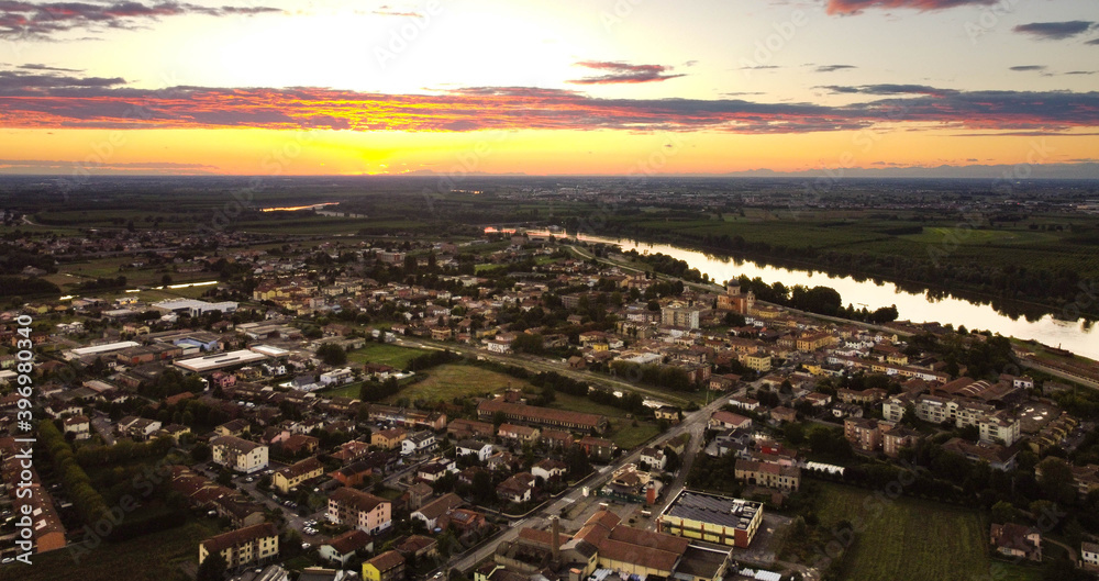 Aerial view of Boretto town, italy
