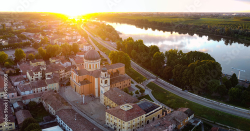 Aerial view of Boretto town, italy
