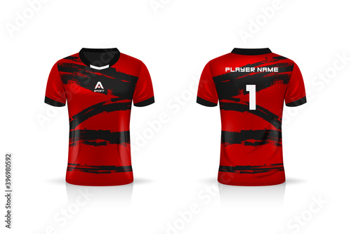 Specification Soccer Sport mockup , Esports Gaming T Shirt Jersey template. mock up uniform . Vector Illustration design